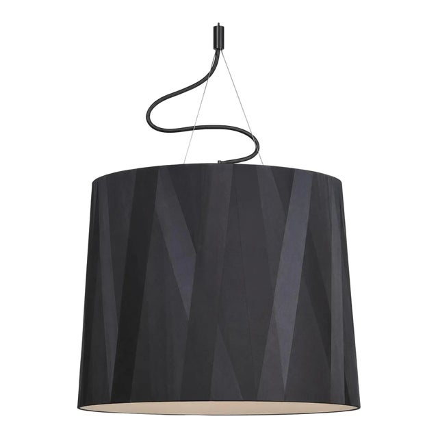 Modern Espresso Ribbon / Wrapped Drum Shade Pendant Light For Sale
