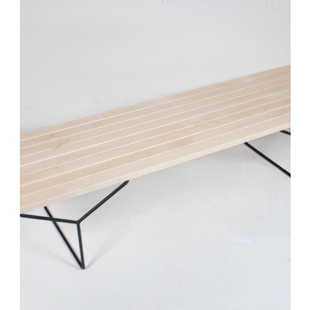 Attributed to Harry Bertoia for Knoll Birch & Black Iron Bench / Coffee Table C. 1970 For Sale - Image 9 of 18