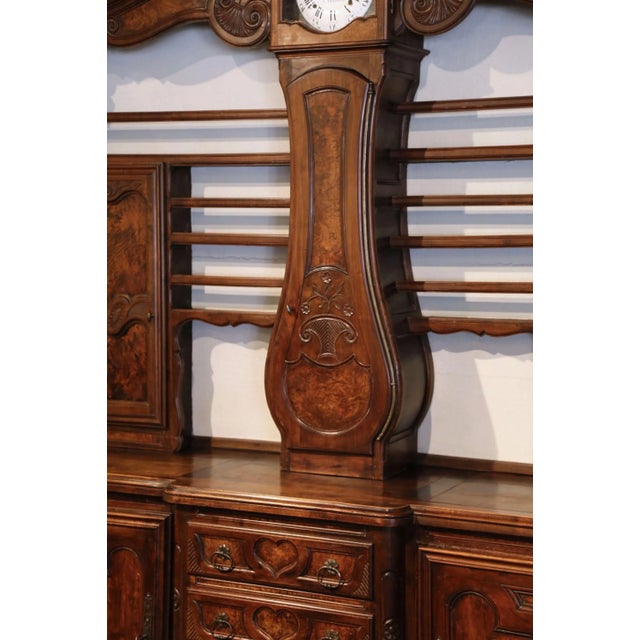 19th Century French Bressan Walnut Burl Buffet À Horloge Vaisselier For Sale - Image 9 of 12