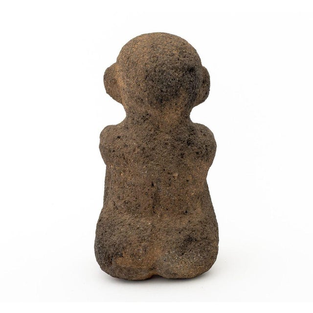 Stone Costa Rican Seated Figure Volcanic Stone Sculpture For Sale - Image 7 of 8