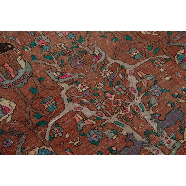 Textile 4 X 7 Antique Persian Wool Rug in Rust With Allover Design For Sale - Image 7 of 8