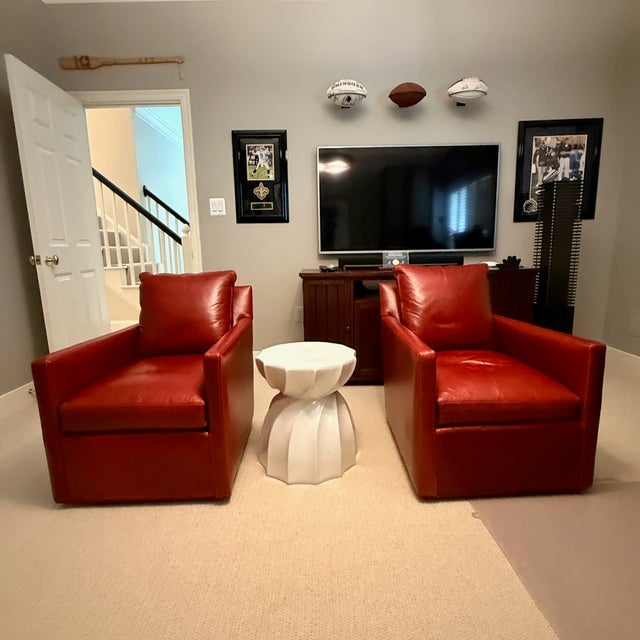 C R Laine Red Leather Chairs For Sale - Image 4 of 12
