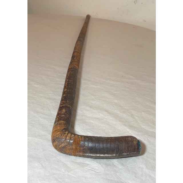 Antique 19th Century Handmade Segmented Brown Leather Walking Stick Cane For Sale - Image 10 of 11