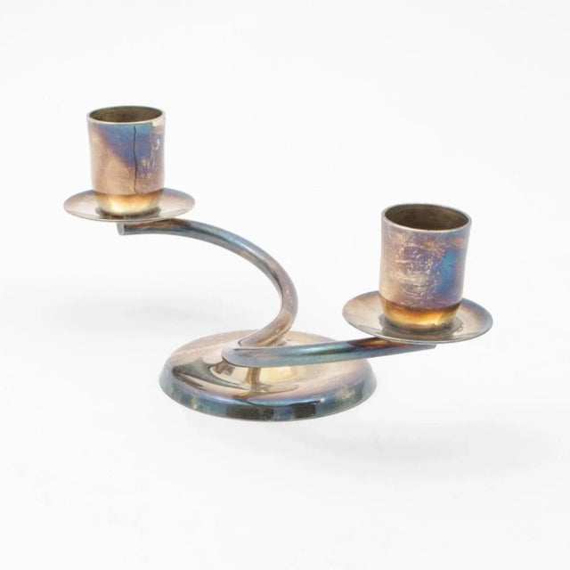 Mid-Century Modern Danish Silver-Plated Candleholder from Berg, 1960s For Sale - Image 3 of 6