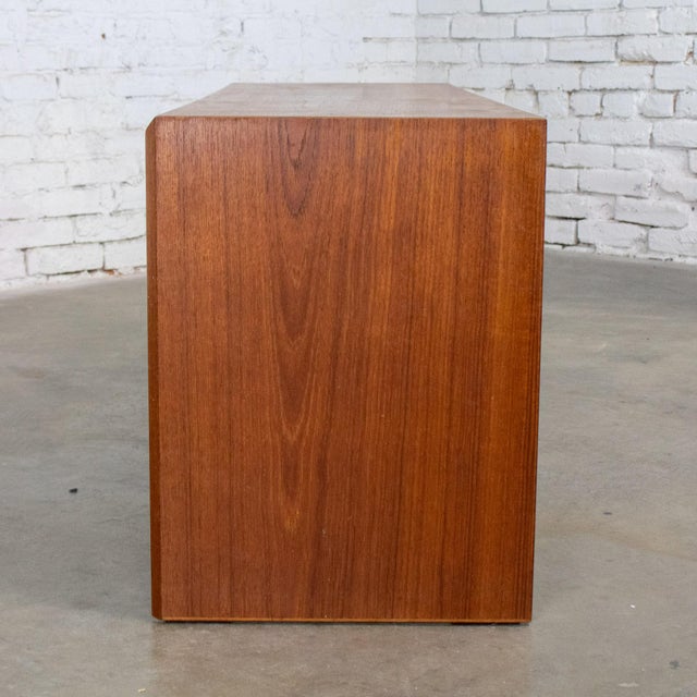 Brown Mid to Late 20th Century Scandinavian Modern Teak Low Chest Style of Kai Kristiansen For Sale - Image 8 of 18