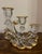 Metal 1930s Cambridge Glass Valencia Etched & Gilt 3-Light Candelabra – Pair For Sale - Image 7 of 17