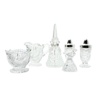 1990s Hofbauer “Byrdes” Crystal Dinnerware Serving Hostess & Decor Set - 5-Piece For Sale