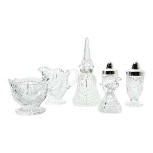 1990s Hofbauer “Byrdes” Crystal Dinnerware Serving Hostess & Decor Set - 5-Piece