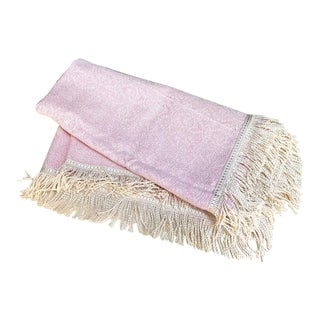 Pastel Pink Fringed Tablecloth For Sale