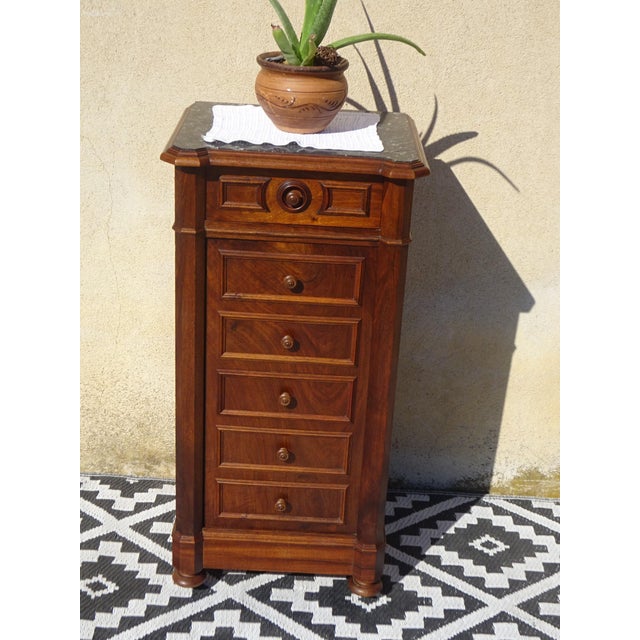 Wood Antique Louis Philippe Bedside Table with False Drawers For Sale - Image 7 of 12