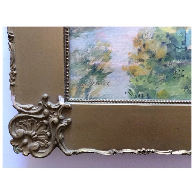 Late 19th Century Antique Impressionistic Watercolor, Landscape Signed Delmar For Sale - Image 5 of 7