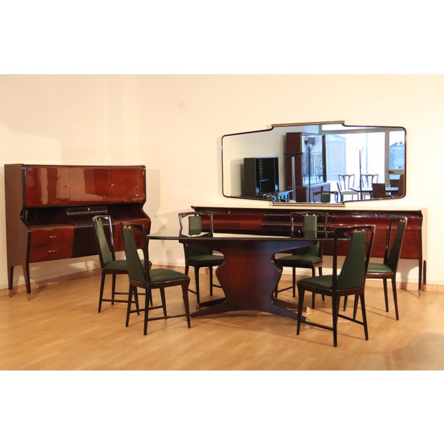 Black Mahogany and Black Glass Dining Table by Osvaldo Borsani for Fratelli Turri, Italy, 1950s For Sale - Image 8 of 13