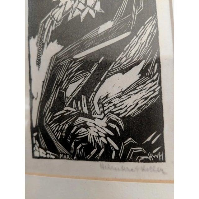 Early 20th Century Abstract "March" Linocut Signed by Helen West Heller For Sale - Image 9 of 10