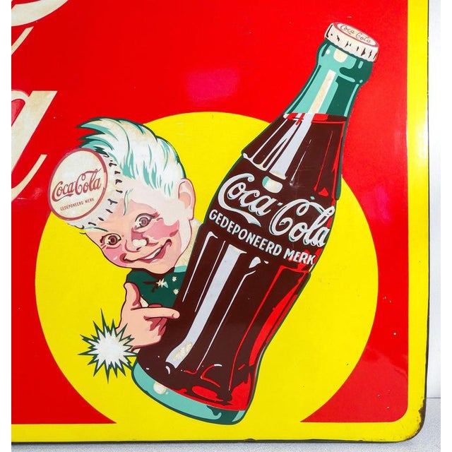 Enamelled Coca-Cola Sign, Netherlands, 1950s For Sale - Image 7 of 18