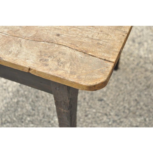 Antique French Country Primitive Black Distress Painted 1 Drawer Desk Work Table For Sale - Image 4 of 12