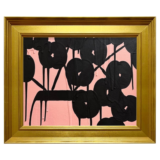 Ron Giusti Mini Orchid Still Life Blush Black Acrylic Painting For Sale