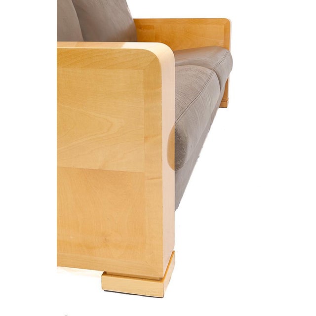 Hugues Chevalier sofa. “Madison” model. Solid wood structure. Full grain leather covering. Cushions all removable. Legs...