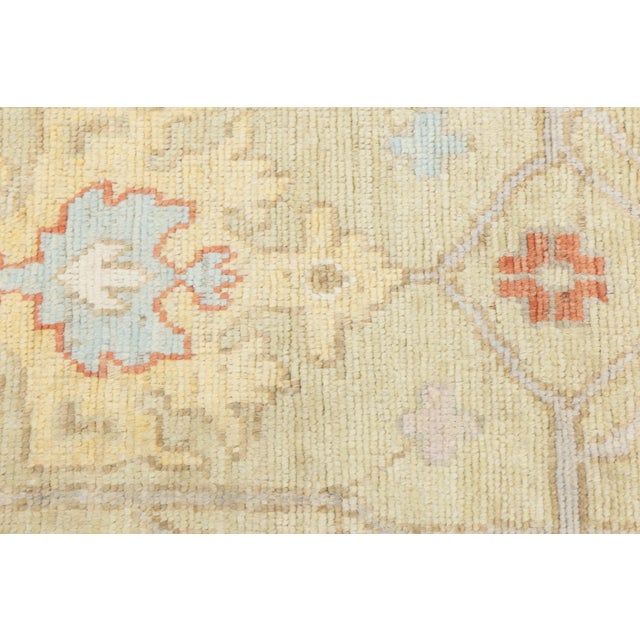Serene Sage & Coral Modern Oushak Style Handmade Wool Rug 10x10 For Sale In New York - Image 6 of 11