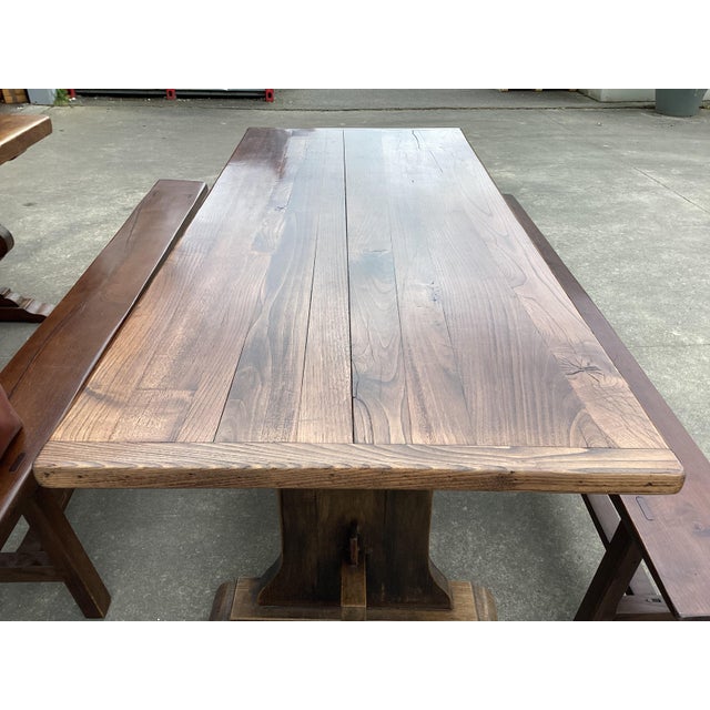 French Oak Farmhouse Table W/ Benches For Sale - Image 4 of 17
