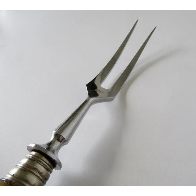 Vintage Solingen Germany Stag Handled Cutlery Serving Knife & Fork - 2 Pcs. For Sale - Image 11 of 13