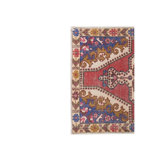 Mid-Century Modern 1960s Vintage Hand Knotted Red Turkish Area Rug 4'8'' X 7'1'' For Sale - Image 3 of 13