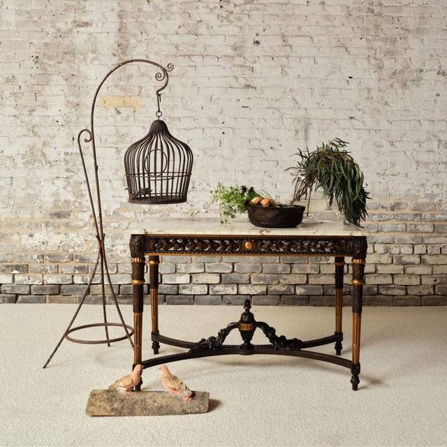 19th Century French Dark Wood Base & Marble Top Table For Sale - Image 12 of 12