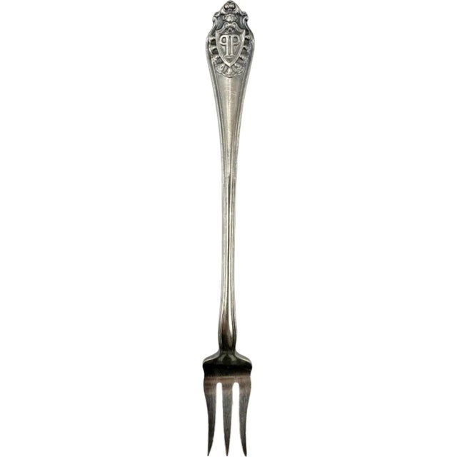 1930s Vintage Plaza Hotel Nyc Set 6 Silver Plate Cocktail Seafood Forks Gorham Ny For Sale - Image 5 of 12