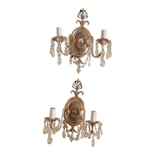 Pair of 1990s Silver Wall Lights For Sale