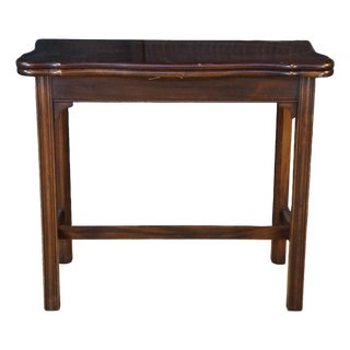 Vintage Hekman Georgian Style Mahogany Flip Top Game Card Hall Console Table For Sale