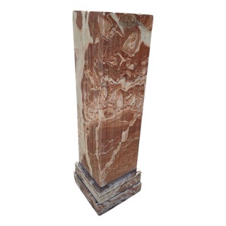 Veined Red Marble Pedestal, Early 20th Century For Sale