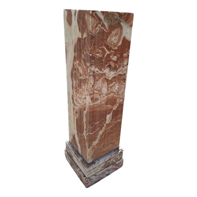 Veined Red Marble Pedestal, Early 20th Century For Sale
