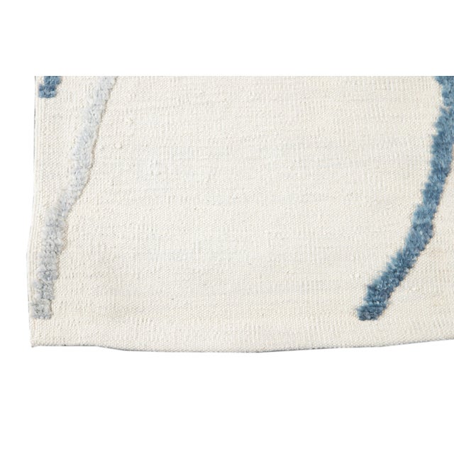 Tribal Modern Moroccan Style Wool Rug With Tribal Design in Ivory For Sale - Image 3 of 5