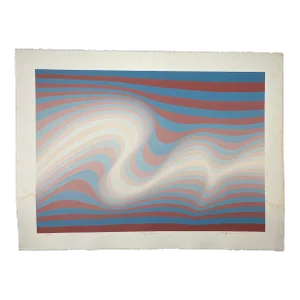 1981 Roy Ahlgren “Big Sur” Op Art Serigraph