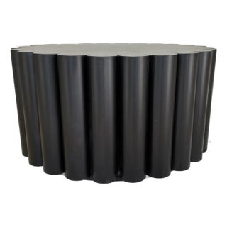 Noir Company Modern Black Steel Scalloped Rose Coffee Table For Sale