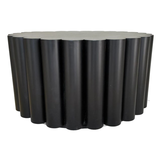 Noir Company Modern Black Steel Scalloped Rose Coffee Table For Sale
