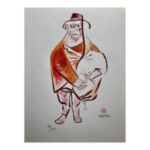 William GropperSephardic Jew Fez Hat Jewish Shtetl Americana Judaica Lithograph WPA Yiddish Art