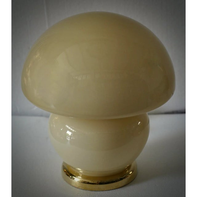 Beige Blown Cream Glass and Brass Table Murano Lamp in style of Vistosi, 1970s For Sale - Image 8 of 9