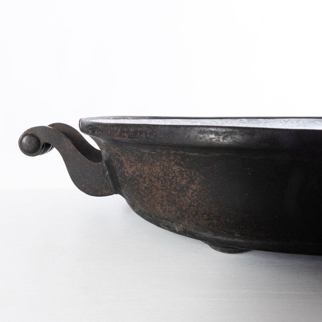 Early 20th Century Black Transferware Platter With Metal Warming Tray For Sale - Image 4 of 7