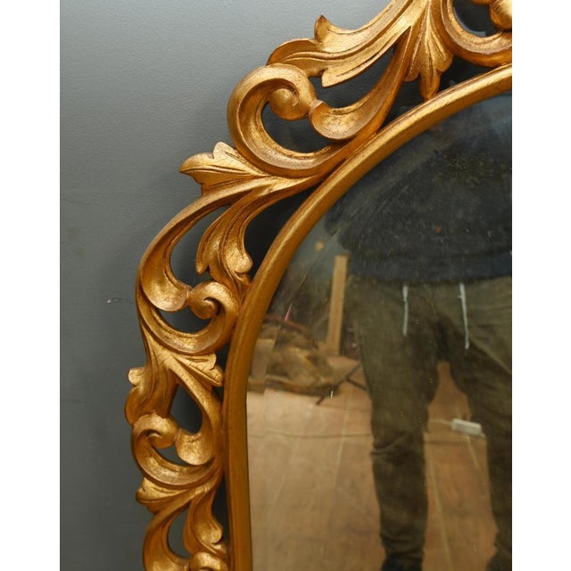 Italian Wall Mirror in Gilt Rococo Frame For Sale - Image 5 of 6