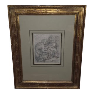 Antique Drawing of Three Figures For Sale