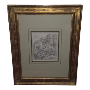 Antique Drawing of Three Figures