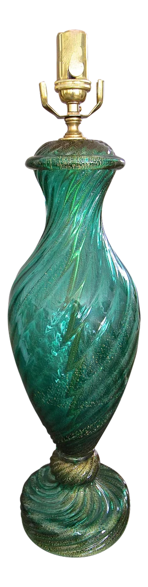Murano Emerald Green & Gold Glass Table Lamp