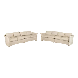 Custom Pair of Curved Sofas in Syrie Maugham Style