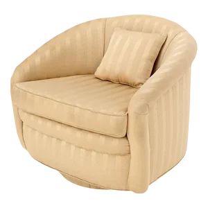 Barrel Back Striped Upholstery Swivel Lounge Chair Milo Baughman