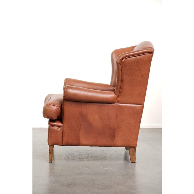 Wing Club Chair in Cowhide Leather For Sale - Image 5 of 14