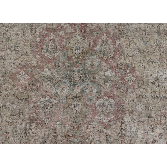 Mid 20th Century Large Vintage Tabriz Rug in Light Blue and Earth Tones 10' X 12'4 For Sale - Image 5 of 12