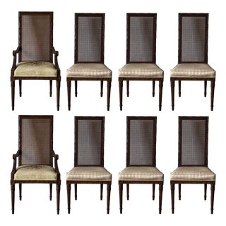 Vintage Neoclassical Cane Back Dining Chairs by Karges, Set of 8 For Sale