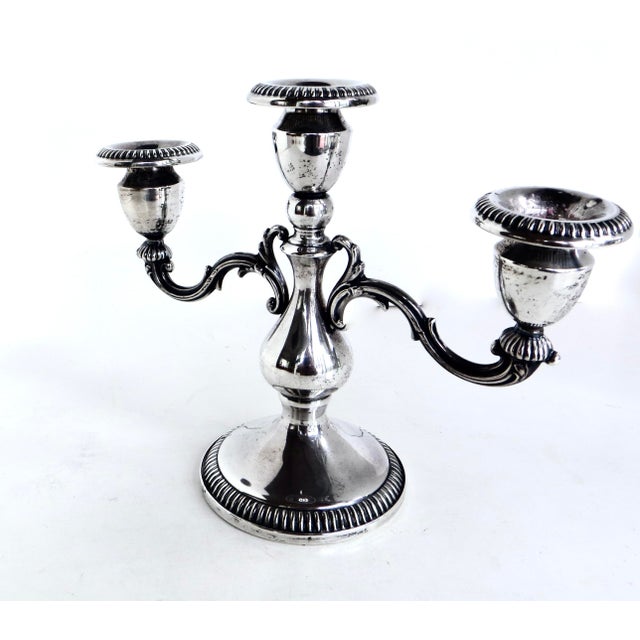 Early 20th C Pair of Three Armed Sterling Silver Candlabras Circa 1910 For Sale - Image 9 of 11