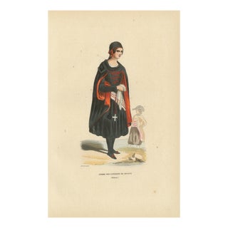 Duverger after Auguste Wahlen, Bohemian Woman near Prague, 1845, Hand-Coloured Lithograph on Paper For Sale