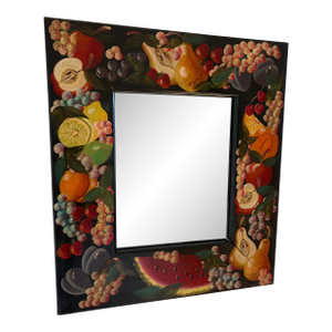 1990s Handpainted Folk Art Mirror